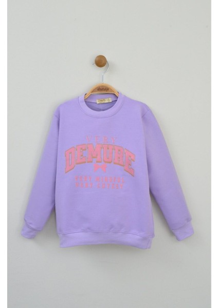 Lila “very Demure” Baskılı Sweatshirt (8-12 Yaş)