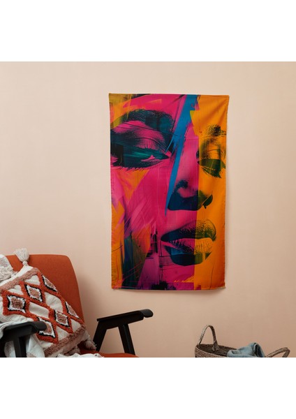 Andy Warhol'dan Modern Duvar Sanatı - Canlı Süblimasyon Baskı Kumaş Duvar Örtüsü