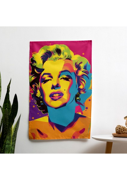 Pop Art Marilyn Monroe Duvar Örtüsü - Pamuk Sırt, Polyester Ön - Canlı Renkler, Süblimasyon