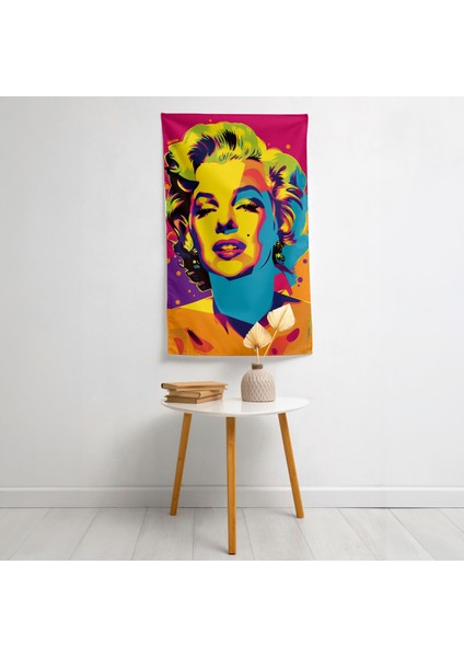 Pop Art Marilyn Monroe Duvar Örtüsü - Pamuk Sırt, Polyester Ön - Canlı Renkler, Süblimasyon