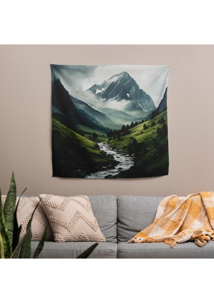 Zen Dağı Manzara Duvar Örtüsü - Pamuk ve Polyester Kumaş | Canlı Renkler, Hafif ve Şık fiyatları