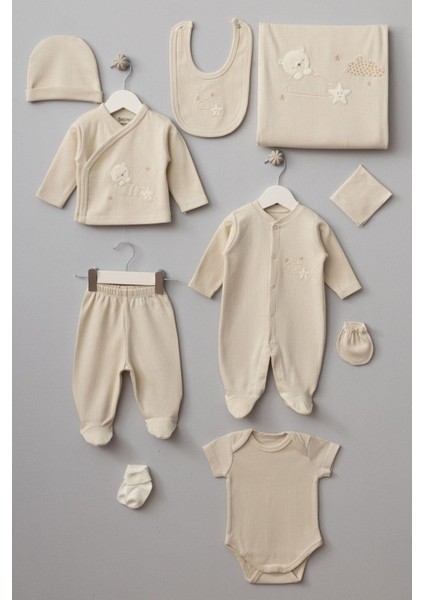 Erkek Bebek Bulutlu Ayıcık Desenli 10'lu Hastane Çıkış Set