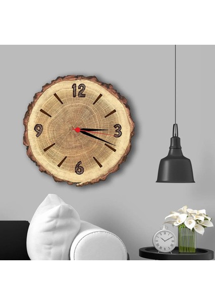 Dekoratif Kütük Figürlü Mdf Uv Baskı Duvar Saati