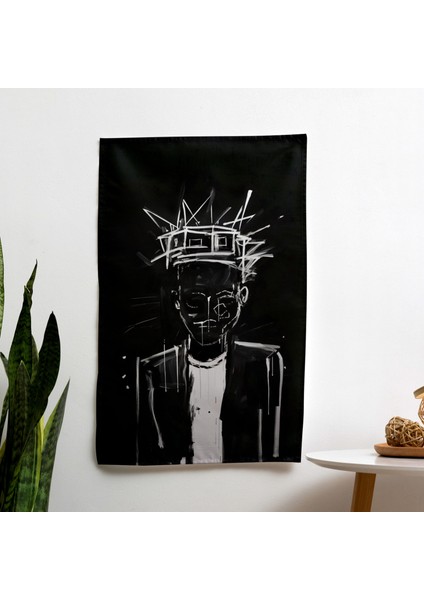 Basquiat'tan Esinlenen Minimalist Duvar Örtüsü - Polyester Ön Taraflı Pamuk Sırt - Canlı