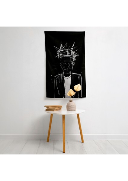 Basquiat'tan Esinlenen Minimalist Duvar Örtüsü - Polyester Ön Taraflı Pamuk Sırt - Canlı