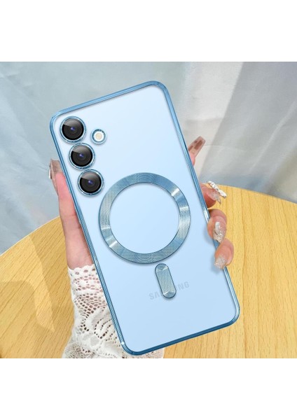Samsung Galaxy S25 Kılıf Magsafe Kamera Lensli Korumalı Şeffaf Silikon Kapak