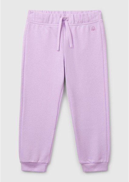 Kız Çocuk Lila Logo Işlemeli Eşofman Altı