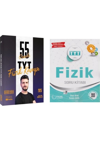 Özcan Aykın 2025 Tyt 55 Günde Fizik Kampı ve Palme Yayınları Tyt Fizik Soru Kitabı