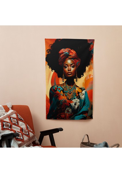 Afro Moda Çeşitlilik Duvar Sanatı - Polyester Ön Taraflı Canlı Pamuk Arka Duvar Örtüsü modelleri