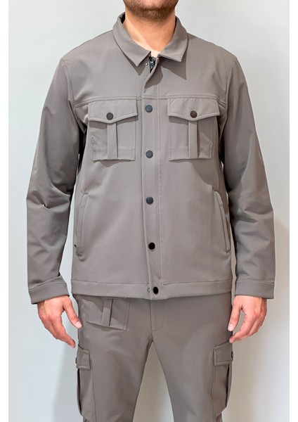 Erkek Modern Fermuarlı Üst 24720 Vizon