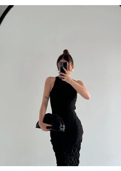 my Kolsuz Uzun Elbise - Siyah