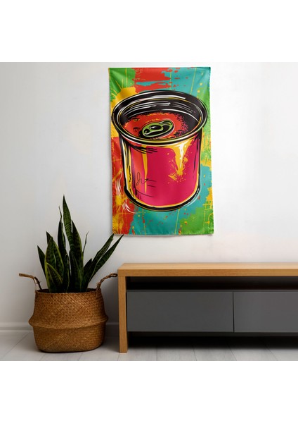 Renkli Pop Art Çorba Kutusu Duvar Örtüsü - Pamuk Sırt, Polyester Ön - Ranforce Kumaş, fiyatları