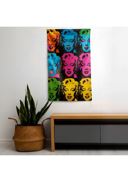 Pop Art Portreleri Baskılı Pamuk Duvar Örtüsü - Yatak Odası, Oturma Odası Veya Yurt Dekoru