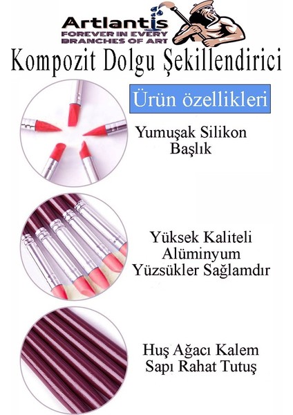 Bordo Kompozit Dolgu Şekillendirici Silikon Uçlu Fırça 5 Li 1 Paket Diş Reçine Fırça Kalemi Diş Şekillendirme Kaucuk Diş