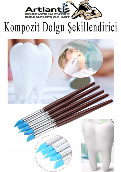 Bordo Kompozit Dolgu Şekillendirici Silikon Uçlu Fırça 5 Li 1 Paket Diş Reçine Fırça Kalemi Diş Şekillendirme Kaucuk Diş