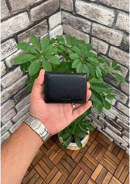 Siyah Deri Mıknatıslı Mini Boy Kredi Kartlık/kartvizitlik - GRD250322WT1064