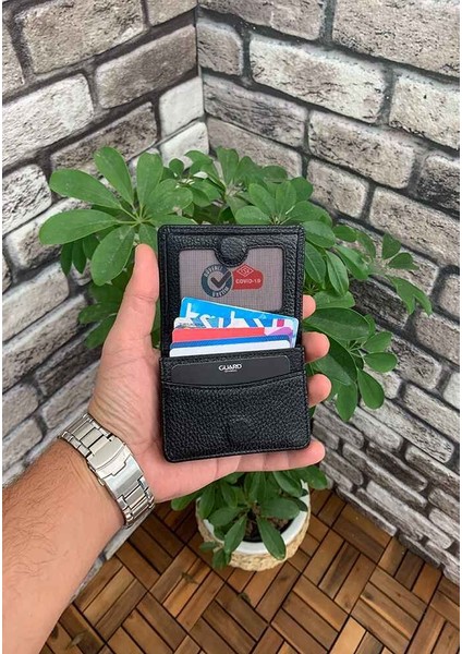 Siyah Deri Mıknatıslı Mini Boy Kredi Kartlık/kartvizitlik - GRD250322WT1064