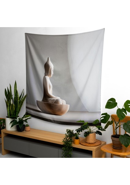 Zen Buda Farkındalık Duvar Örtüsü - Ranforce Kumaş Üzerine Canlı Süblimasyon Baskı -