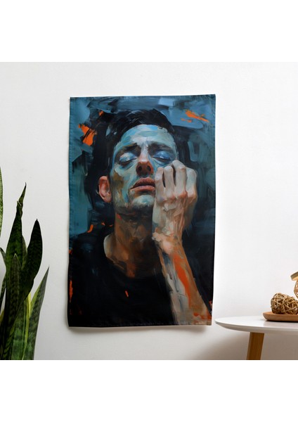 Yoğun Fırça Çalışması Duvar Sanatı Kumaş Örtü - Pamuk Sırt, Canlı Renkler - Yatak Odası,