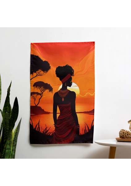 Afro Gün Batımı Duvar Örtüsü - Yatak Odası, Oturma Odası Veya Yurt Için Canlı Pamuk