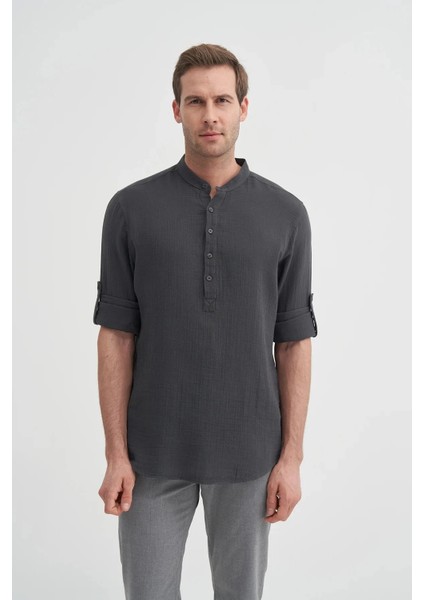 Cazador Regular Fit Pamuklu Müslin Uzun Kol Gömlek modelleri