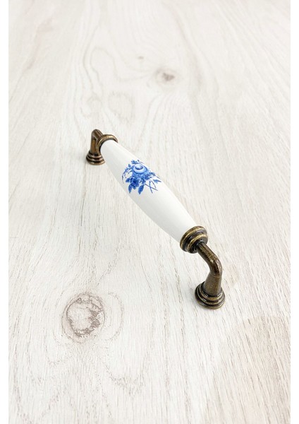 Antik Sarı Metal-Gerçek Porselen Mavi Çiçek Desenli 128 mm Mobilya/dolap/vestiyer/kapak/mutfak Kulpu fiyatları