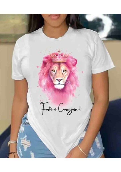 Pink Leon Baskılı Özel Tasarım Oversize Tshirt