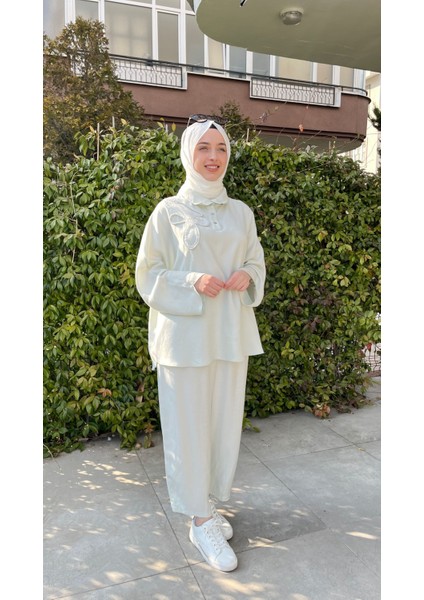 Keten Tunik Pantolon Takım
