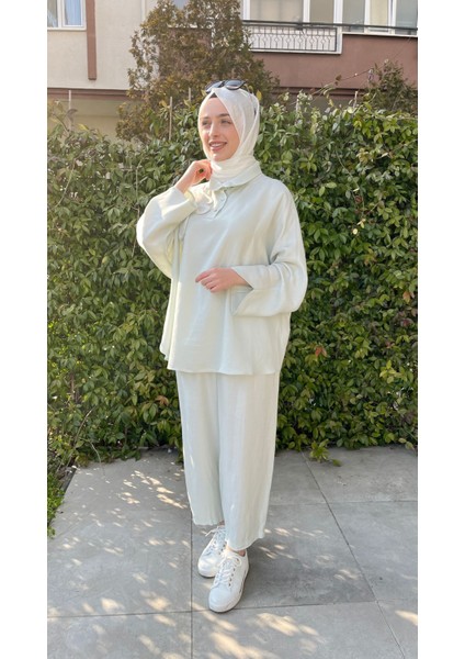 Keten Tunik Pantolon Takım