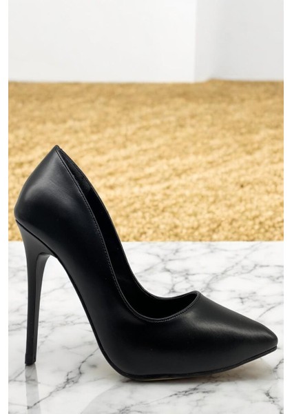 Y0124 Siyah Kadın Stiletto Tam Ortopedik Topuklu Ayakkabı