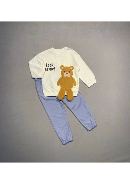 bbyx 2-3-4 Yaş Ayıcık Sallanan Ayak Desenli Likra Penye Kumaş Sweat Pantolonlu Kız Erkek 2li Çocuk Takımı fiyatları