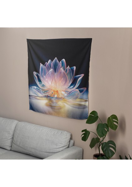 Ethereal Zen Lotus Duvar Örtüsü - Pamuk Sırtlı, Süblimasyon Baskı - Yatak Odası, Oturma