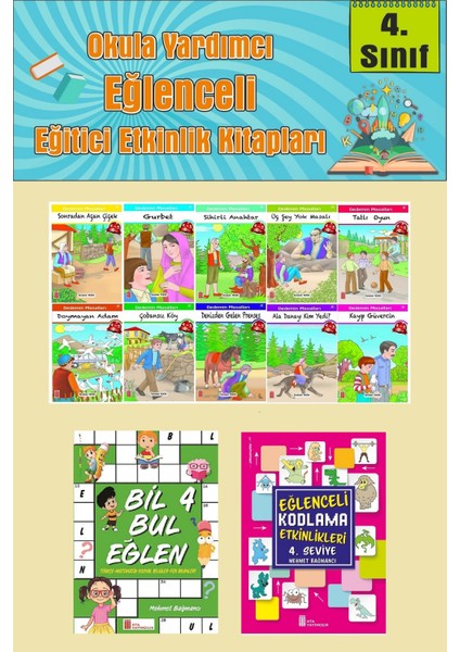 4.sınıflar Için Okumayı Sevdiren 10 Lu Hikaye Seti -Bil Bul Eğlen-Kodlama 3 (Okulda Evde Tatilde)