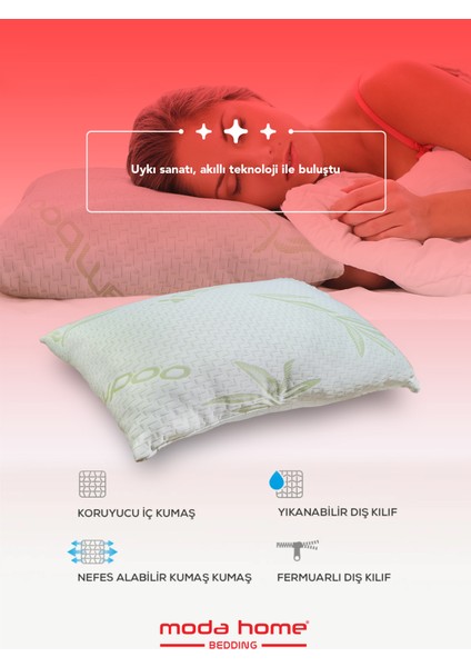 2 Adet Bamboo Serisi Kılıflı Fermuarlı Yıkanabilir Antialerjik Yastık 50 x 70 cm 1000 gr fiyatları