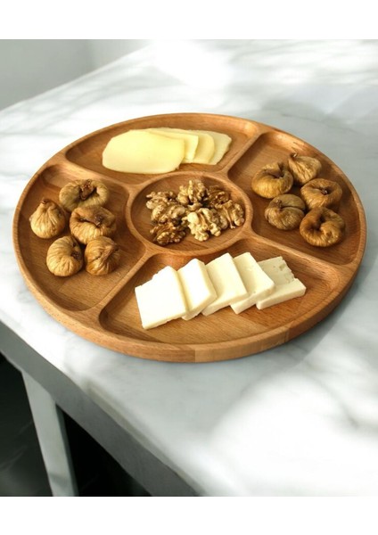 4 Bölmeli Doğal Bambu Kahvaltılık, Sunumluk, Çerezlik 30X30 cm fiyatları