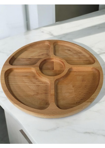 4 Bölmeli Doğal Bambu Kahvaltılık, Sunumluk, Çerezlik 30X30 cm modelleri