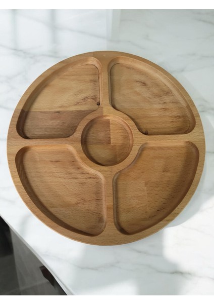 4 Bölmeli Doğal Bambu Kahvaltılık, Sunumluk, Çerezlik 30X30 cm fırsatları