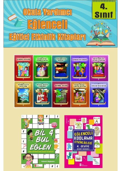4.sınıflar Için Okumayı Sevdiren 10 Lu Hikaye Seti -Bil Bul Eğlen-Kodlama 4 (Okulda Evde Tatilde)