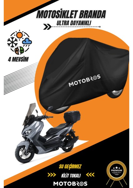 Motosiklet Branda Kuba Novax 50 Siyah Su Geçirmez ve Dayanıklı (En Kalın) Kumaş Ömürlük Kullanım