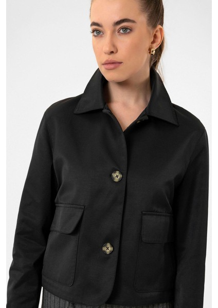 Siyah Kadın Mevsimlik Ince Kısa Ceket indirimleri