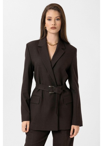 Kahve Kadın Kemerli Blazer Ceket fiyatları