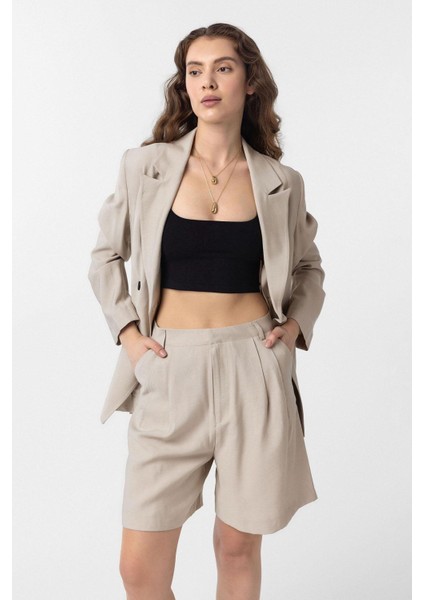 Bej Kruvaze Kadın Blazer Ceket