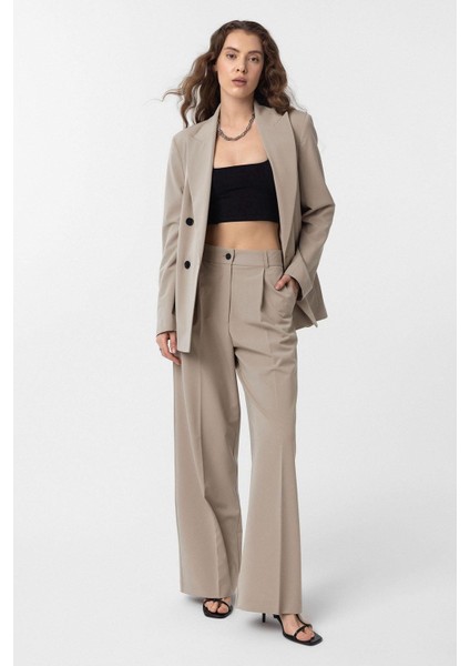 Bej Regular Fit Kruvaze Kadın Blazer Ceket fiyatları