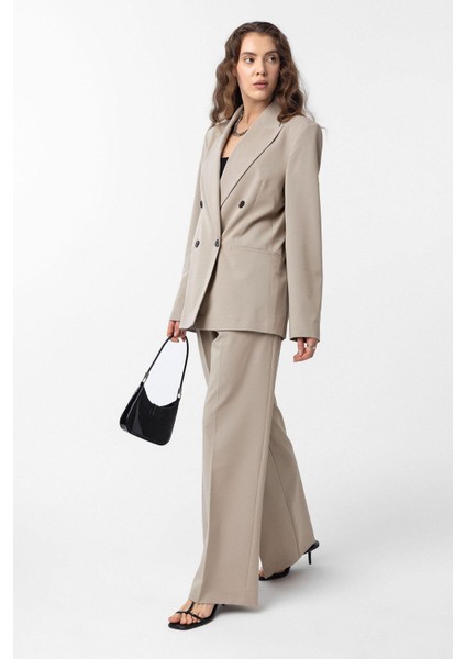 Bej Regular Fit Kruvaze Kadın Blazer Ceket modelleri