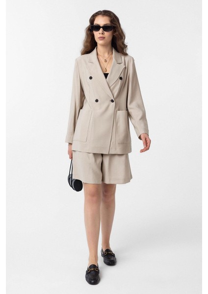 Bej Kruvaze Kadın Blazer Ceket fiyatları