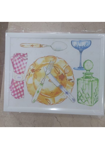 Natura Kraft Butik Tasarım Minderli Desenli Keyif Tepsi Kahvaltı 1 Adet