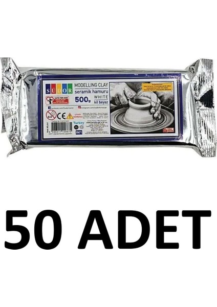 50 Adet Hava ile Kuruyan Seramik Kil Hamuru 500 gr Beyaz modelleri