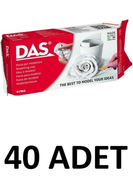 40 Adet Hava ile Kuruyan Seramik Kil Hamuru Doğal 500 gr Beyaz