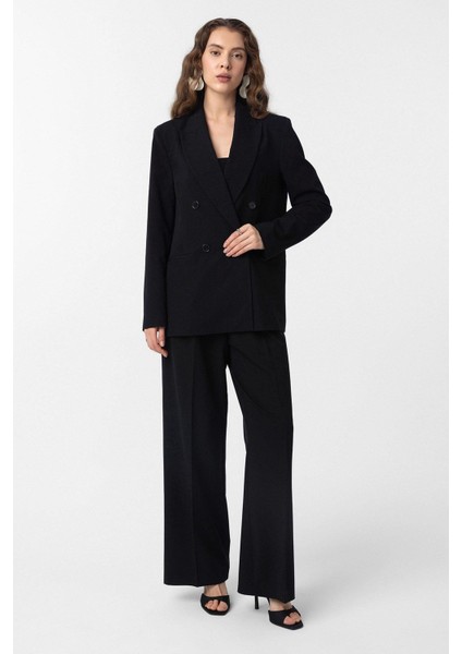 Siyah Regular Fit Kruvaze Kadın Blazer Ceket fiyatları