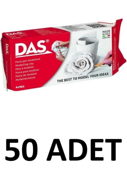 50 Adet Hava ile Kuruyan Seramik Kil Hamuru Doğal 500 gr Beyaz